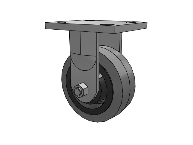 71 Series Top Plate Rigid Caster with 5 x 2 Grey Tread on Grey Core XS - Performa X-tra Soft Rubber (Flat) - Prevenz Antimicrobial Wheel