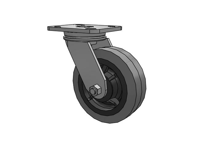 71 Series Top Plate Swivel Caster with 6 x 2 Grey Tread on Grey Core XS - Performa X-tra Soft Rubber (Flat) - Prevenz Antimicrobial Wheel