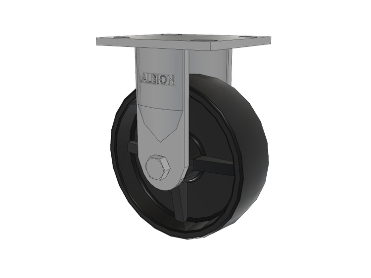 16 Series Top Plate Rigid Caster with 6 x 2 Black Polypropylene PB - Polypropylene Wheel