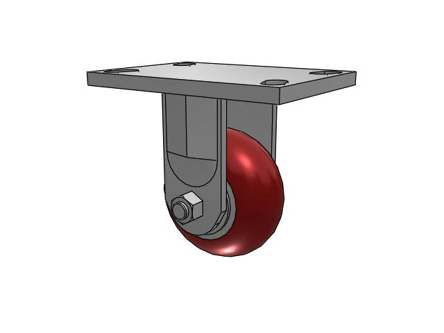 72 Series Top Plate Rigid Caster with 4 x 2 AX - Round Polyurethane (Aluminum Core) Wheel