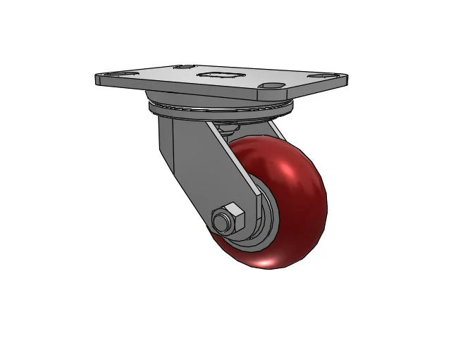 72 Series Top Plate Swivel Caster with 4 x 2 AX - Round Polyurethane (Aluminum Core) Wheel