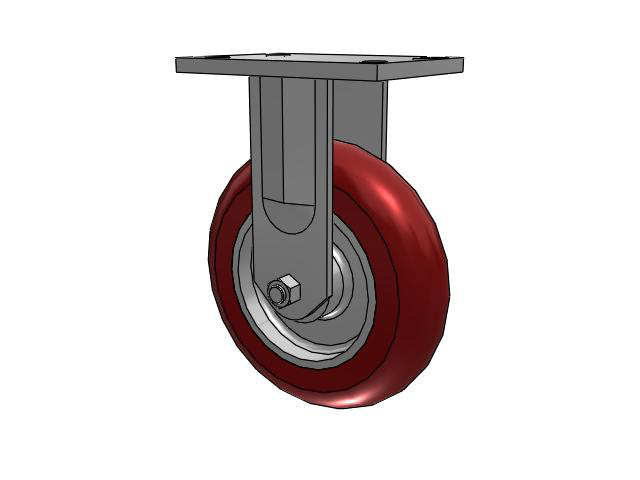 72 Series Top Plate Rigid Caster with 8 x 2 AX - Round Polyurethane (Aluminum Core) Wheel