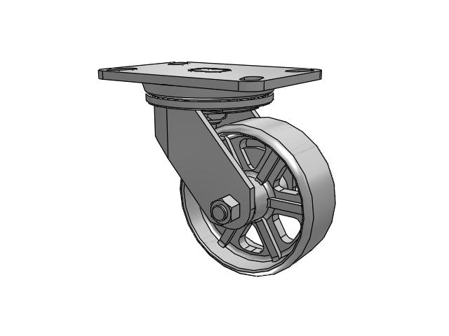 72 Series Top Plate Swivel Caster with 5 x 1.875 CA - Cast Iron Wheel