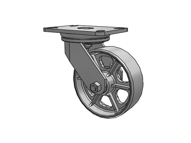 72 Series Top Plate Swivel Caster with 6 x 2.5 CA - Cast Iron Wheel