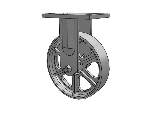 72 Series Top Plate Rigid Caster with 8 x 2.5 CA - Cast Iron Wheel