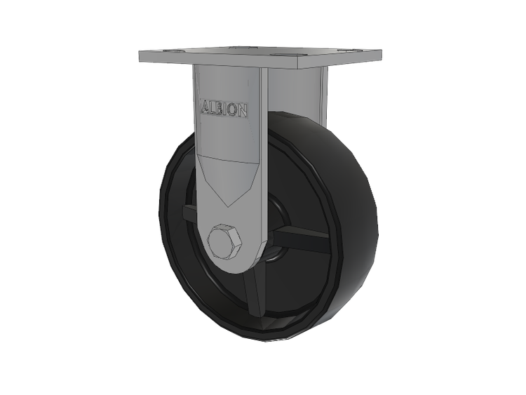 16 Series Top Plate Rigid Caster with 6 x 2 Black Polypropylene PB - Polypropylene Wheel
