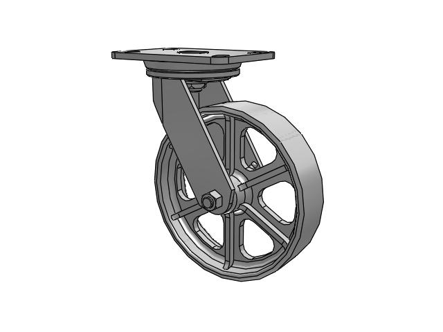 72 Series Top Plate Swivel Caster with 8 x 2.5 CA - Cast Iron Wheel