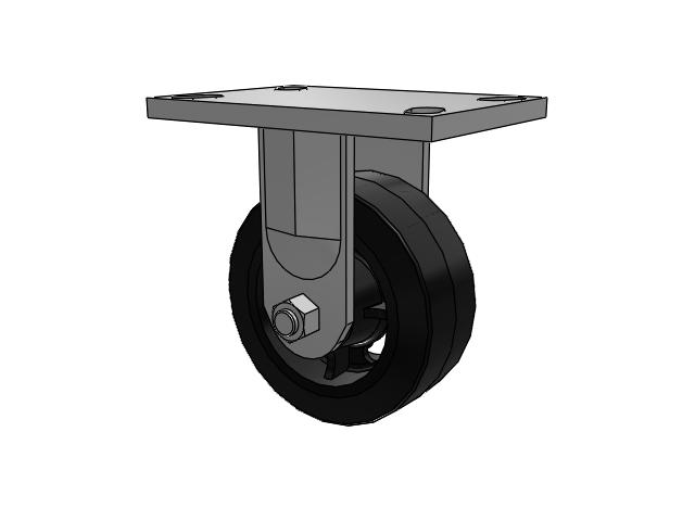 72 Series Top Plate Rigid Caster with 5 x 2 MR - Moldon Rubber (Cast Iron Core) Wheel