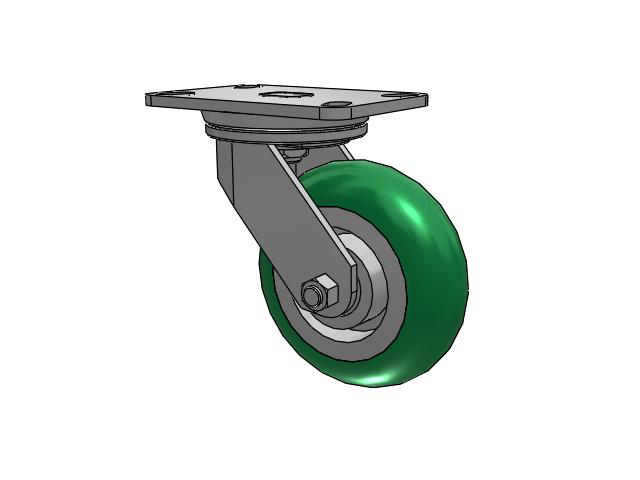 72 Series Top Plate Swivel Caster with 6 x 2 PM - Round Polyurethane (Aluminum Core) Wheel