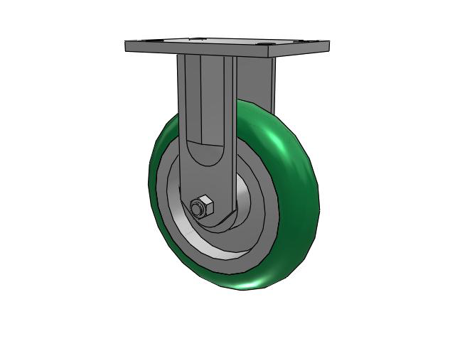 72 Series Top Plate Rigid Caster with 8 x 2 PM - Round Polyurethane (Aluminum Core) Wheel