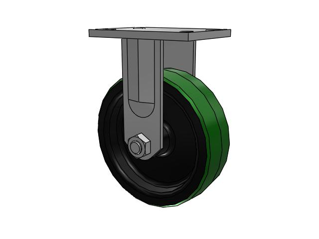 72 Series Top Plate Rigid Caster with 8 x 2.5 PY - Polyurethane (Cast Iron Core) Wheel
