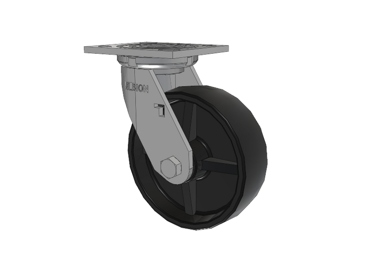 16 Series Top Plate Swivel Caster with 6 x 2 Black Polypropylene PB - Polypropylene Wheel