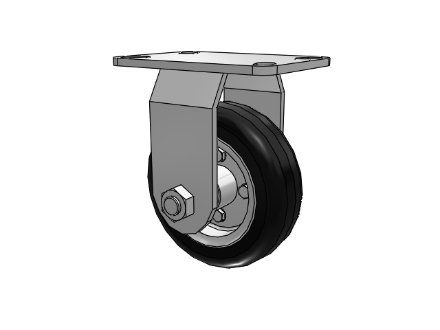 72 Series Pneumatics Top Plate Zinc Rigid Caster with 6 x 2 Black on Silver SF Pneumatic Rubber Wheel