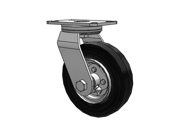 72 Series Pneumatics Top Plate Zinc Swivel Caster with 8 x 2 Black on Silver SF Pneumatic Rubber Wheel
