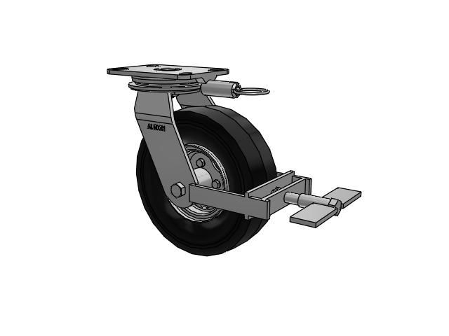 72 Series Pneumatic Casters Top Plate Swivel Caster with 9 x 2.8 Black Pneumatic Wheel and Face Brake