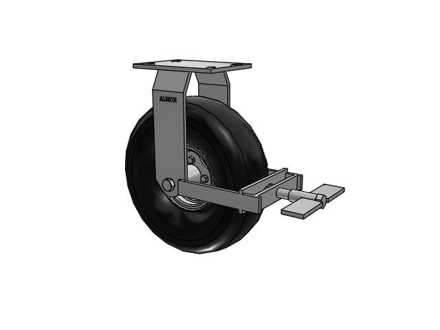 72 Series Pneumatic Casters Top Plate Rigid Caster with 10.9 x 4.1 Black Pneumatic Wheel and Face Brake