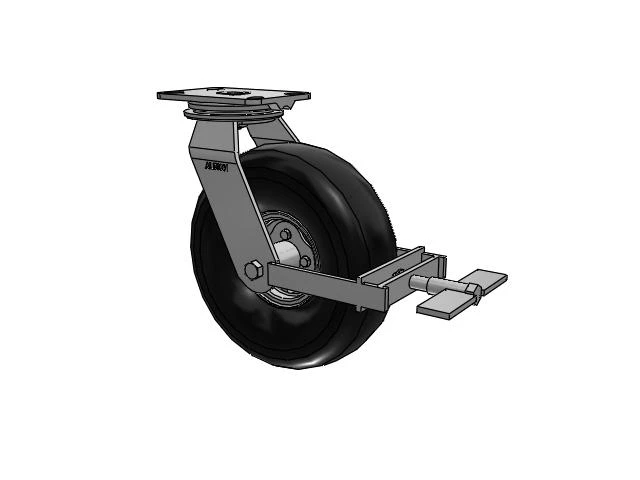 72 Series Pneumatic Casters Top Plate Swivel Caster with 10.9 x 4.1 Black Pneumatic Wheel and Face Brake