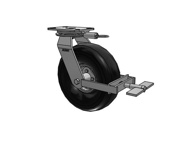 72 Series Pneumatic Casters Top Plate Swivel Caster with 10.9 x 4.1 Black Pneumatic Wheel and Face Brake