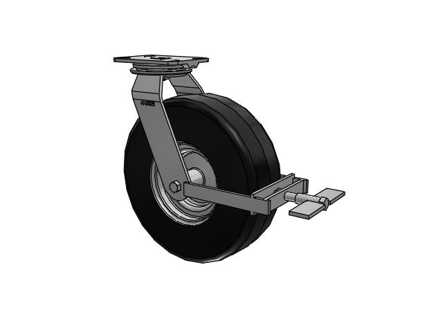 72 Series Pneumatic Casters Top Plate Swivel Caster with 13 x 4.1 Black Pneumatic Wheel and Face Brake