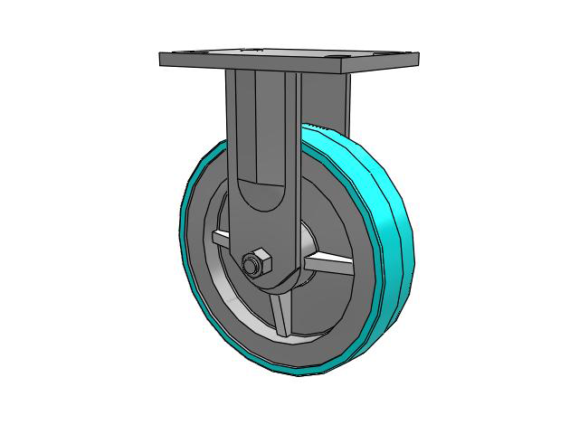72 Series Top Plate Rigid Caster with 8 x 2 XA - Polyurethane (Polypropylene Core) - Prevenz Antimicrobial Wheel