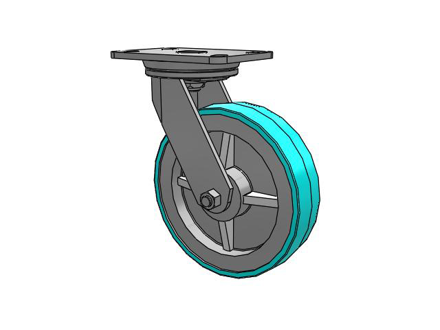 72 Series Top Plate Swivel Caster with 8 x 2 XA - Polyurethane (Polypropylene Core) - Prevenz Antimicrobial Wheel