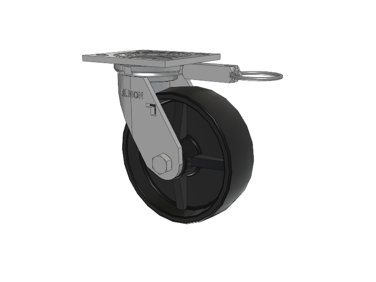 16 Series Top Plate Swivel Caster with 6 x 2 Black Polypropylene PB - Polypropylene Wheel