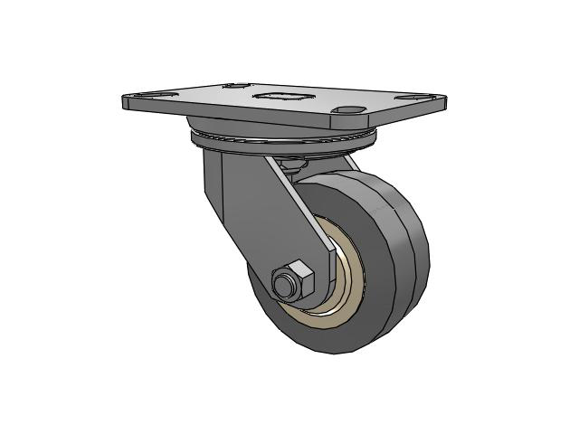 72 Series Top Plate Swivel Caster with 4 x 2 XS - X-tra Soft Rubber (Flat) - Prevenz Antimicrobial Wheel