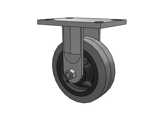72 Series Top Plate Rigid Caster with 6 x 2 XS - Performa X-tra Soft Rubber (Flat) - Prevenz Antimicrobial Wheel