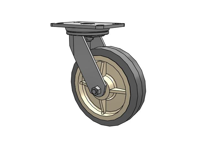72 Series Top Plate Swivel Caster with 8 x 2 XS - X-tra Soft Rubber (Flat) - Prevenz Antimicrobial Wheel
