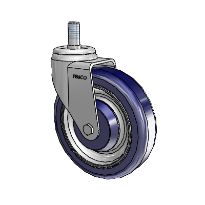 PolyKat Threaded Stem Zinc Swivel Caster with 5 x 1.25 Dark Blue/Grey Wheel