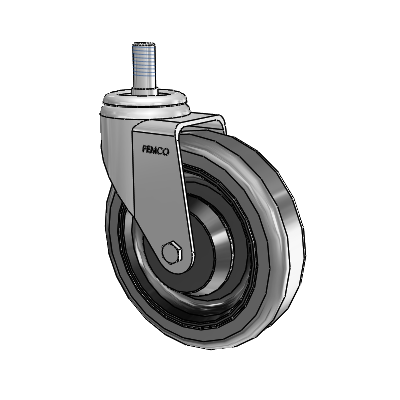 PolyKat Threaded Stem Zinc Swivel Caster with 5 x 1.25 Dark Grey/Black Wheel