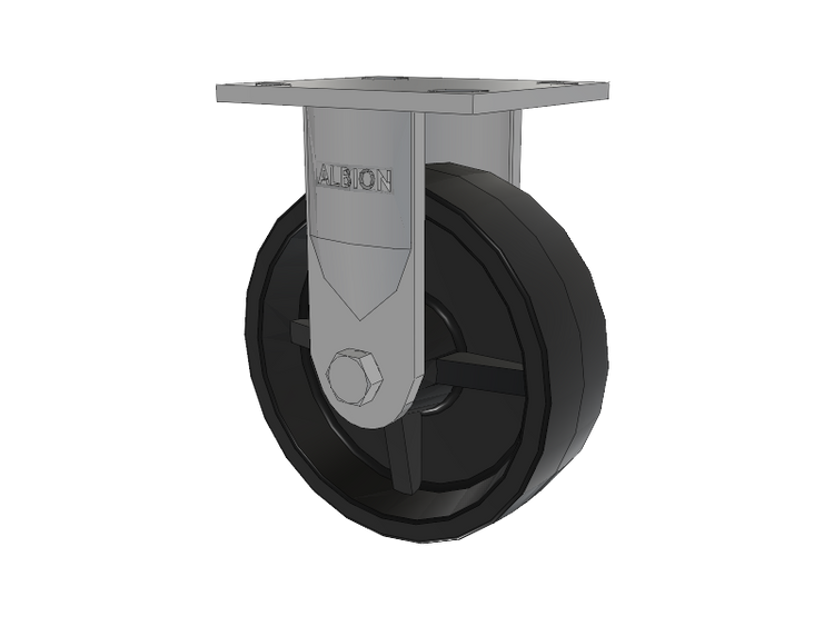 16 Series Top Plate Rigid Caster with 6 x 2 Black Polypropylene PB - Polypropylene Wheel
