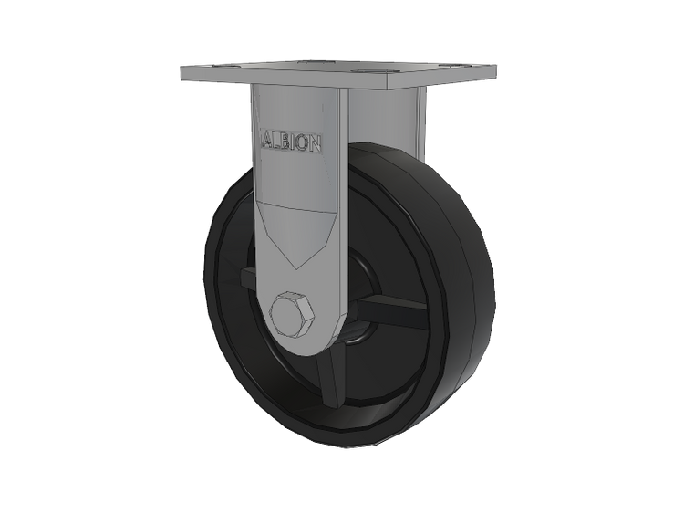 16 Series Top Plate Rigid Caster with 6 x 2 Black Polypropylene PB - Polypropylene Wheel