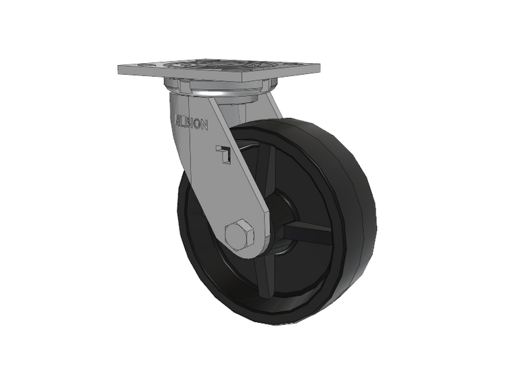 16 Series Top Plate Swivel Caster with 6 x 2 Black Polypropylene PB - Polypropylene Wheel