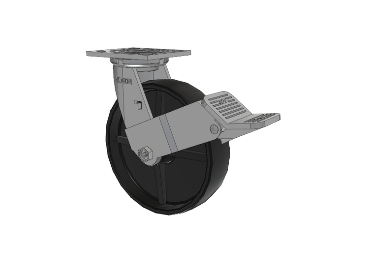 16 Series Top Plate Swivel Caster with 8 x 2 Black Polypropylene PB - Polypropylene Wheel and Face Brake