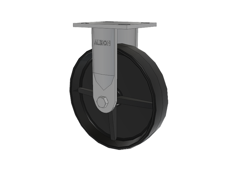 16 Series Top Plate Rigid Caster with 8 x 2 Black Polypropylene PB - Polypropylene Wheel