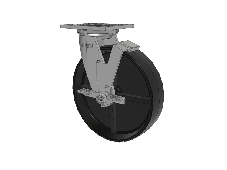 16 Series Top Plate Swivel Caster with 8 x 2 Black Polypropylene PB - Polypropylene Wheel and Face Brake