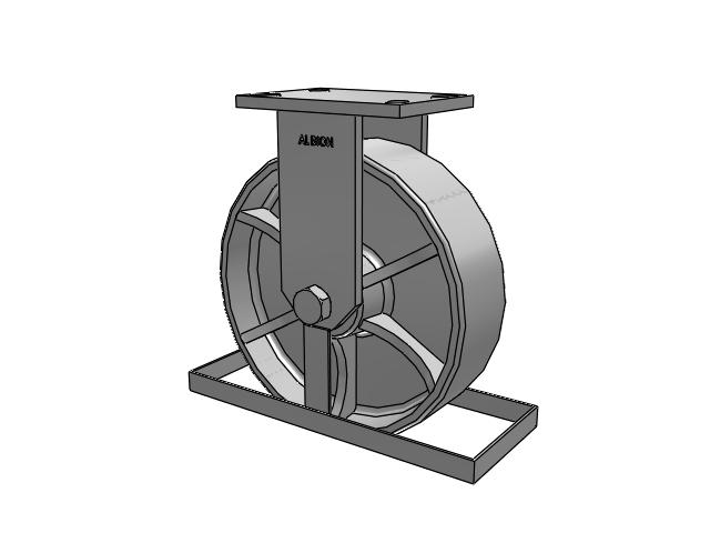81 Series Top Plate Rigid Caster with 10 x 3 Grey Enamel CA - Cast Iron Wheel