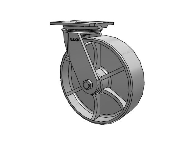 81 Series Top Plate Swivel Caster with 10 x 3 Grey Enamel CA - Cast Iron Wheel