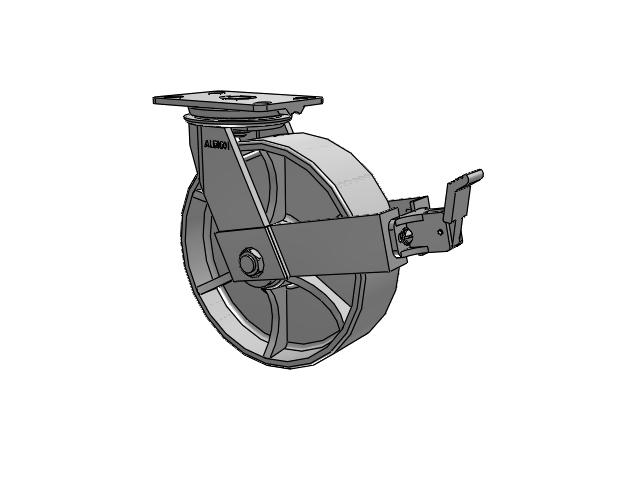 81 Series Top Plate Swivel Caster with 10 x 3 Grey Enamel CA - Cast Iron Wheel and Face Brake