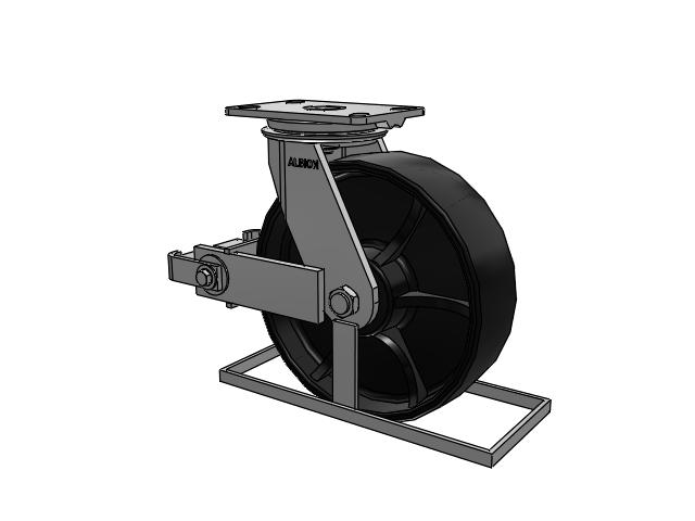 81 Series Top Plate Swivel Caster with 10 x 3 Black Paint FR - Ductile Iron Crowned Tread Wheel and Poly Cam Brake