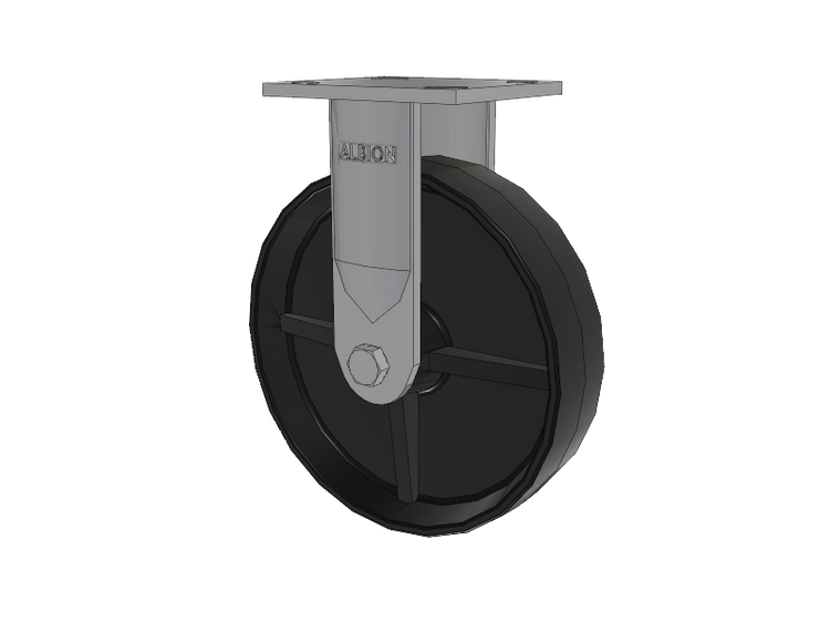 16 Series Top Plate Rigid Caster with 8 x 2 Black Polypropylene PB - Polypropylene Wheel