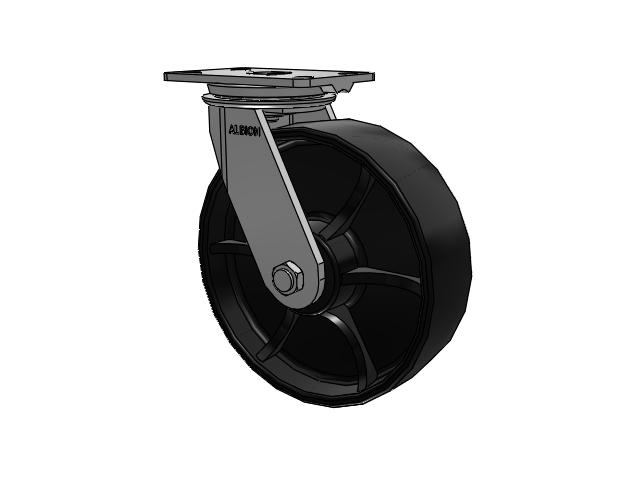 81 Series Top Plate Swivel Caster with 10 x 3 Black Paint FR - Ductile Iron Crowned Tread Wheel