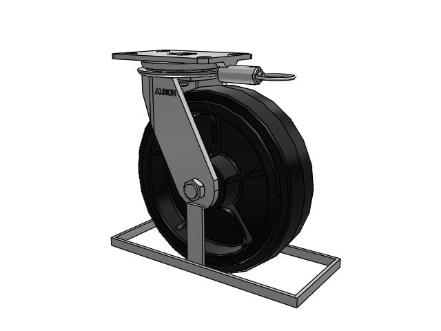 81 Series Top Plate Swivel Caster with 10 x 3 Black Tread on Black Enamel Core MR - Moldon Rubber (Cast Iron Core) Wheel