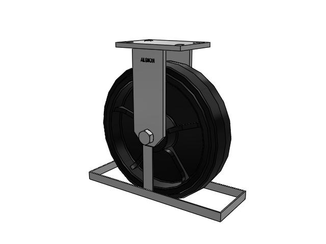 81 Series Top Plate Rigid Caster with 12 x 3 Black Tread on Black Enamel Core MR - Moldon Rubber (Cast Iron Core) Wheel