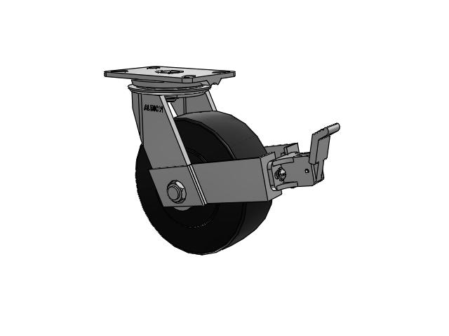 81 Series Top Plate Swivel Caster with 8 x 3 Black Polymer NX - Trionix High Impact Polymer Wheel and Face Brake