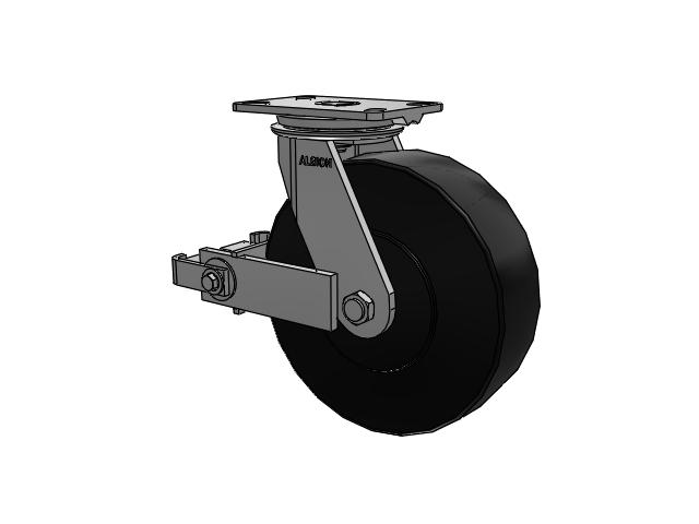 81 Series Top Plate Swivel Caster with 10 x 3 Black Polymer NX - Trionix High Impact Polymer Wheel and Poly Cam Brake