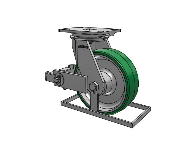 81 Series Top Plate Swivel Caster with 8 x 2.5 Green Tread on Aluminum Core PA - Polyurethane (Aluminum Core) Wheel and Poly Cam Brake