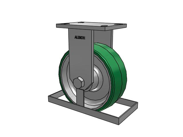 81 Series Top Plate Rigid Caster with 8 x 3 Green Tread on Aluminum Core PA - Polyurethane (Aluminum Core) Wheel