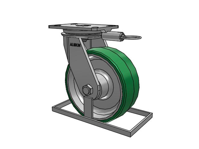 81 Series Top Plate Swivel Caster with 8 x 3 Green Tread on Aluminum Core PA - Polyurethane (Aluminum Core) Wheel
